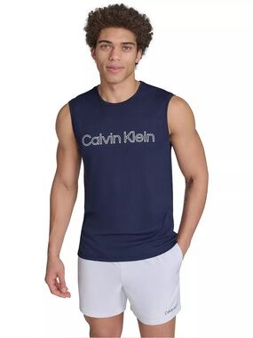 Calvin Klein Logo Men’s Muscle Navy Tank Top Size Large NWT
